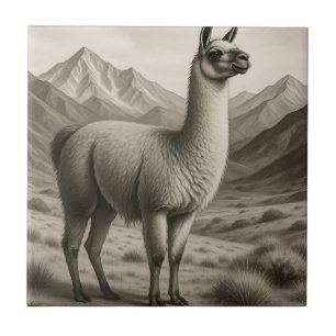 Majestic Llama in Andean Mountains Tile