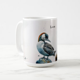 Majestic Loon on a Rock Customisable Watercolor Coffee Mug