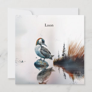 Majestic Loon on a Rock Customisable Watercolor Holiday Card