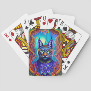 Majestic Lynx Feline Art Illustrated Spirit Animal Playing Cards