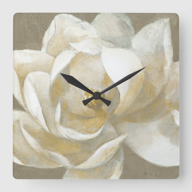 Majestic Magnolia Square Wall Clock (Front)