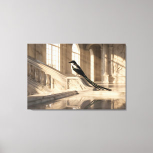 Majestic Magpie in Classical Palace Art Canvas Print