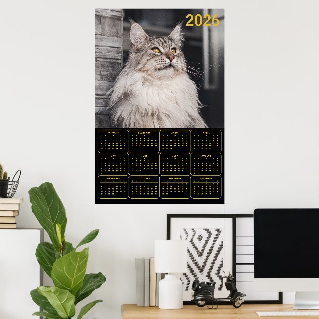 Majestic Maine Coon Cat – 2026 Wall Calendar  Poster (Home Office)
