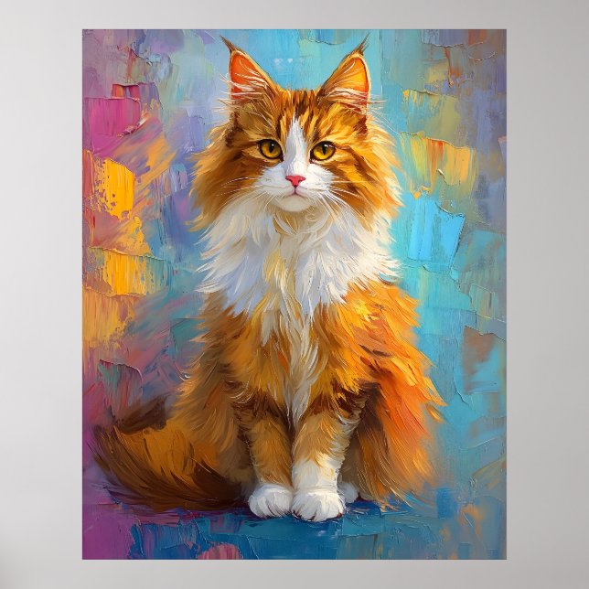 Majestic Maine Coon Cat – Regal Digital Portrait Poster (Front)