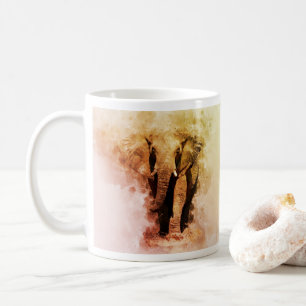 Majestic Male African Elephant Walking Watercolor Coffee Mug