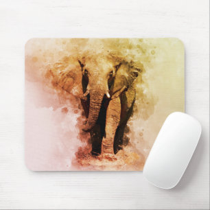 Majestic Male African Elephant Walking Watercolor Mouse Mat