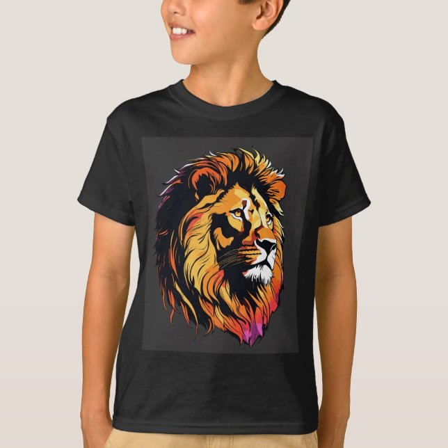 "Majestic Mane:Exclusive Lion Head T-Shirt Design” (Front)