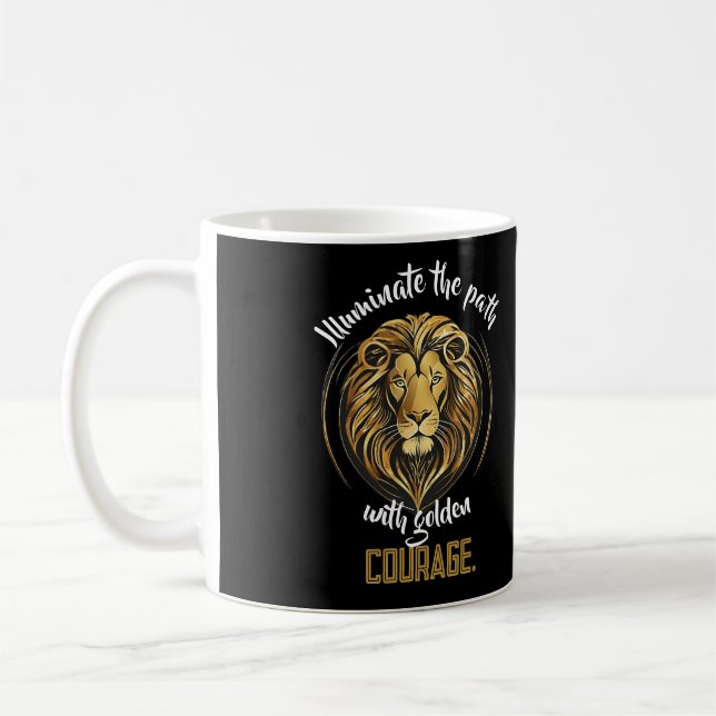 Majestic Mane: Golden Symbol of Resilience Coffee Mug (Left)