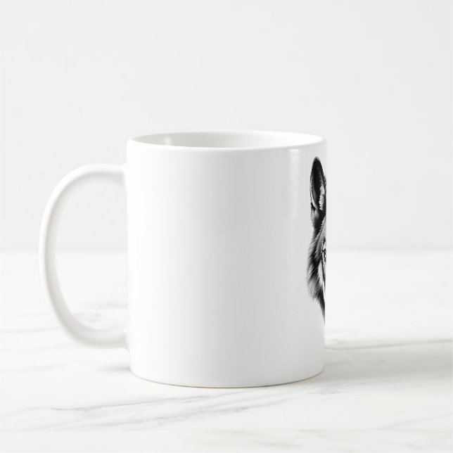 Majestic Maned Wolf Head Design Coffee Mug (Left)