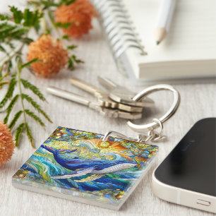 Majestic Marine Mosaic A Stained Glass Whale Key Ring