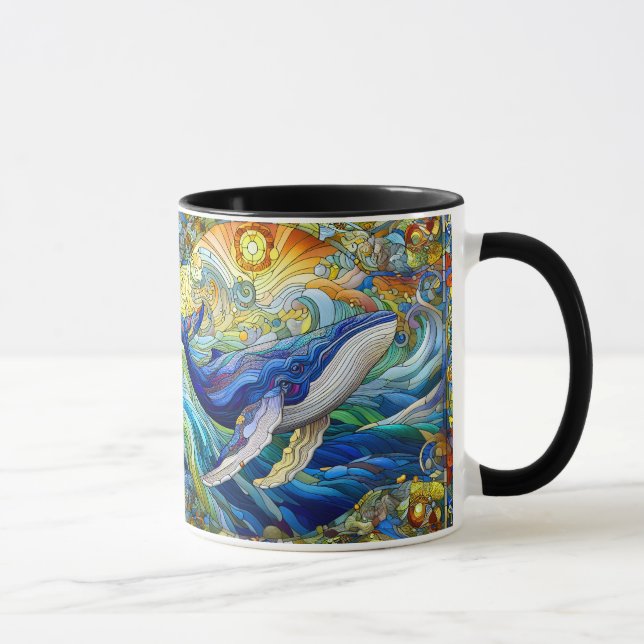 Majestic Marine Mosaic A Stained Glass Whale Mug (Right)