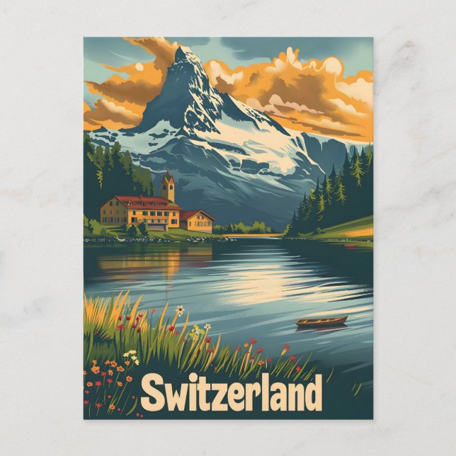 Majestic Matterhorn: Lakeside Bliss in Switzerland Postcard (Front)