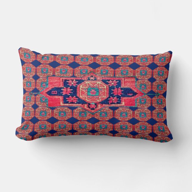Majestic Medallion Antique Tribal Rug Design  Lumbar Cushion (Front)