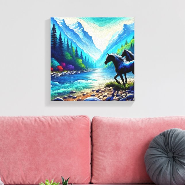 Majestic Meeting in Vibrant Valley Elegant Digital Canvas Print (Insitu(LivingRoom))