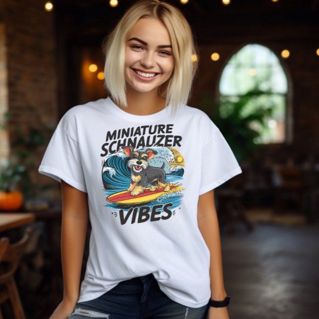Majestic Miniature Schnauzer Surfing A Wave T-Shirt (Creator Uploaded)