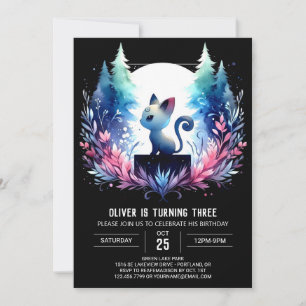 Majestic Minimalist Cat Birthday Invitation