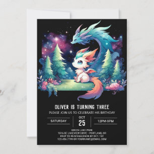 Majestic Minimalist Dragon Birthday  Invitation