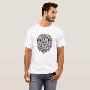 Majestic Minimalist Lion Head Ink Art T-Shirt