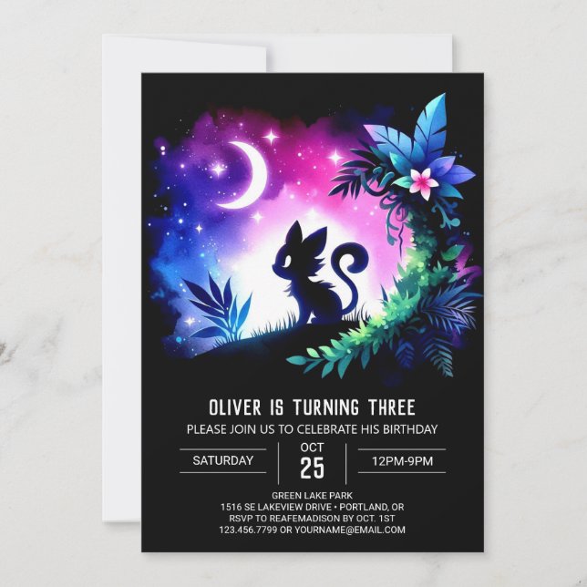 Majestic Modern Cat Birthday  Invitation (Front)