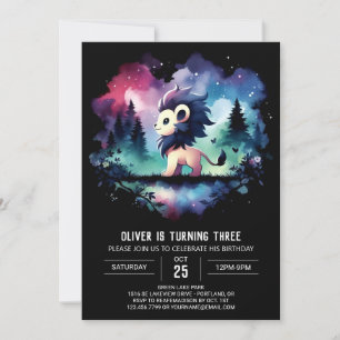 Majestic Modern Lion Birthday Invitation