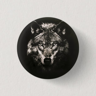 Majestic Monochrome Wild Wolf 3 Cm Round Badge