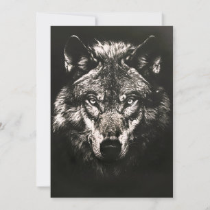 Majestic Monochrome Wild Wolf Holiday Card
