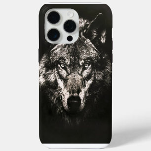 Majestic Monochrome Wild Wolf iPhone 15 Pro Max Case