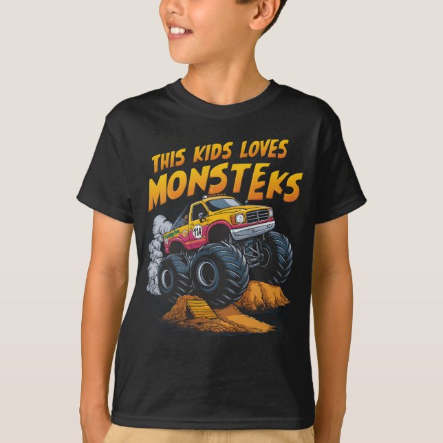 Majestic Monster Truck Conquering Dirt Mountain T-Shirt (Front)