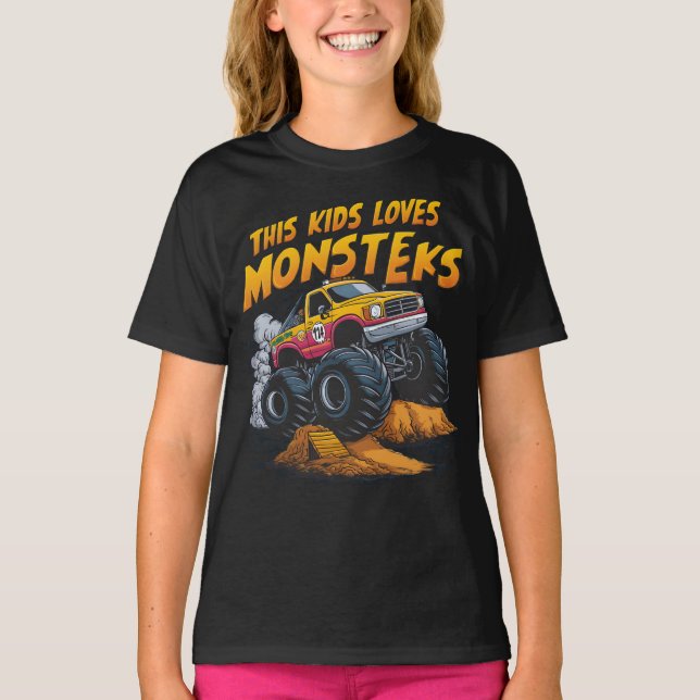 Majestic Monster Truck Conquering Dirt Mountain T-Shirt (Front)