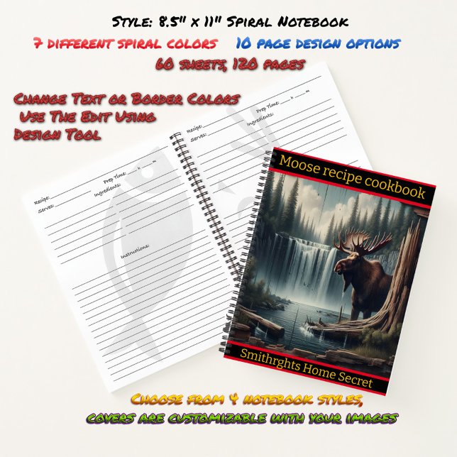 Majestic moose beside a tranquil waterfall at dusk notebook (Creator Uploaded)