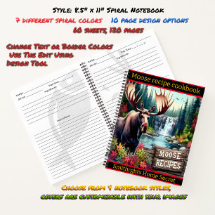 Majestic moose by a serene waterfall in autumn notebook