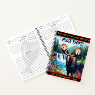 Majestic moose by a serene waterfall in the forest notebook