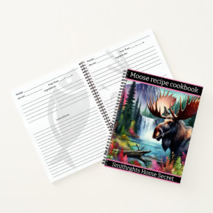 Majestic moose by the tranquil forest waterfall notebook
