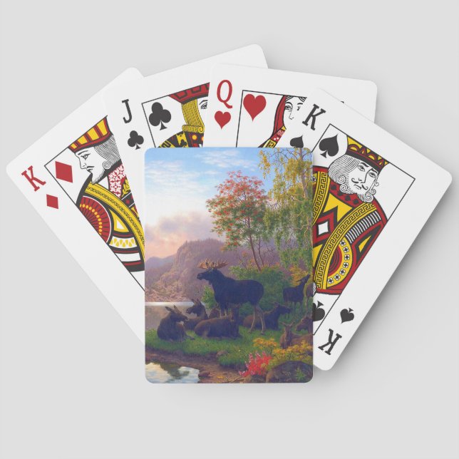 Majestic Moose in a Swedish Autumn Landscape Camp Playing Cards (Back)