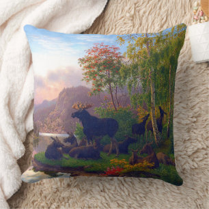 Majestic Moose in a Swedish Autumn Landscape Cushion