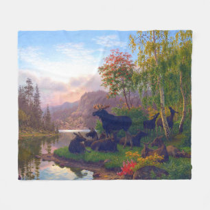 Majestic Moose in a Swedish Autumn Landscape Fleece Blanket