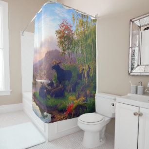 Majestic Moose in a Swedish Autumn Landscape Shower Curtain