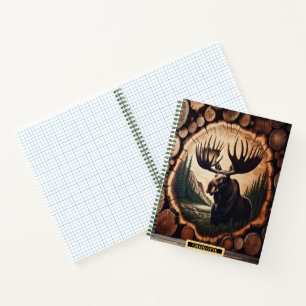Majestic moose in a woodland landscape at dawn notebook