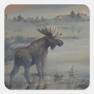 Majestic Moose Square Sticker