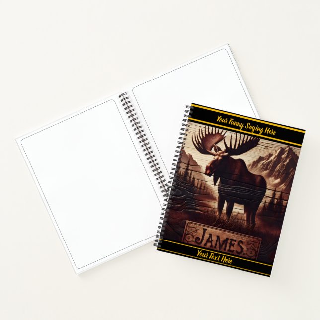 Majestic moose standing proudly in the wilderness notebook (Inside)