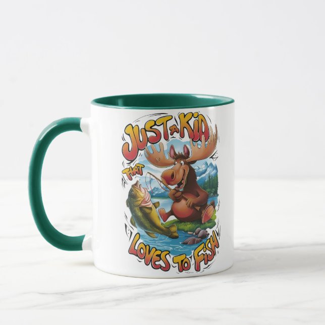 Majestic Moose With a Fish:  Mug (Left)