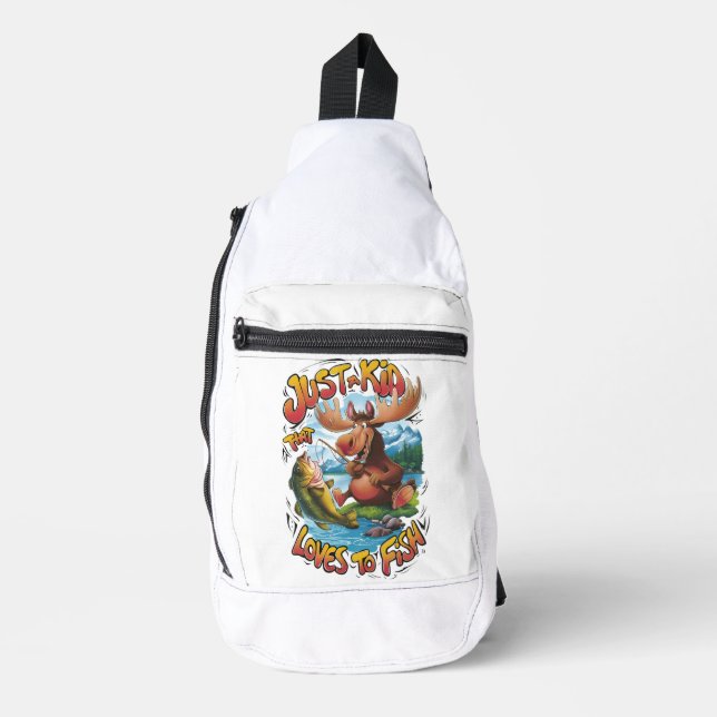 Majestic Moose With a Fish:  Sling Bag (Front)