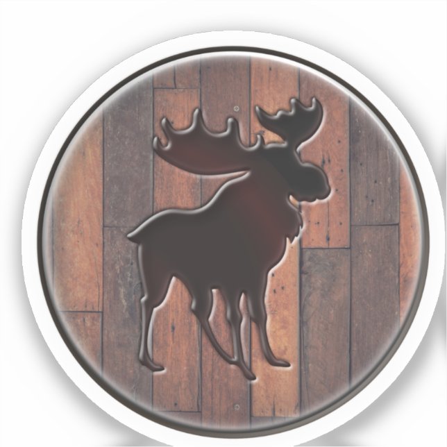 Majestic Moose Wood Plank Logo Round (Front)