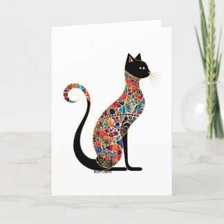 Majestic Mosaic Feline Cat Lady Card 