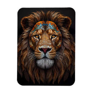 Majestic Mosaic Lion Head Magnet