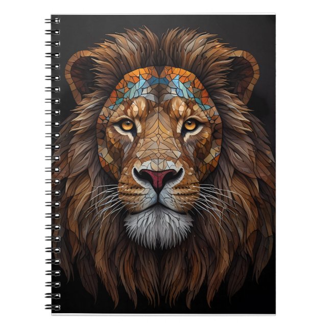 Majestic Mosaic Lion Head notebook (Front)