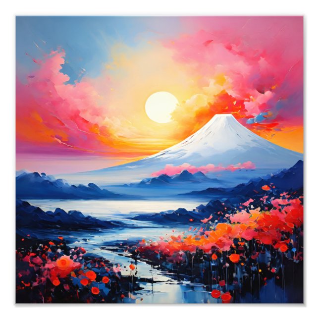 Majestic Mount Fuji at Sunset Photo Print (Front)