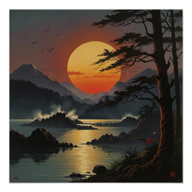 Majestic Mount Fuji Landscape Wall Art (Front)