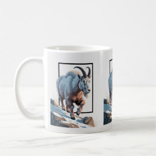 Majestic Mountain Goat 3D Frame Illustration  Coffee Mug