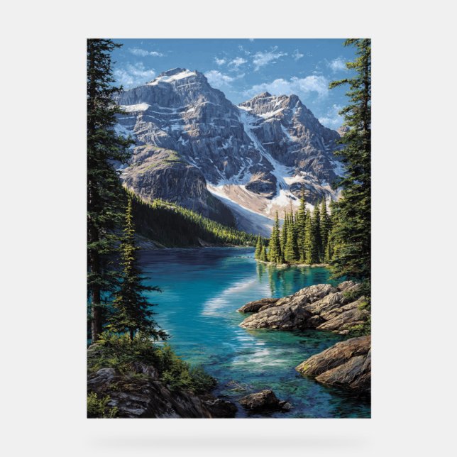 Majestic Mountain Lake Poster – Realistic Nature L (Front)